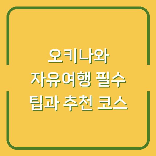 오키나와 자유여행 필수 팁과 추천 코스