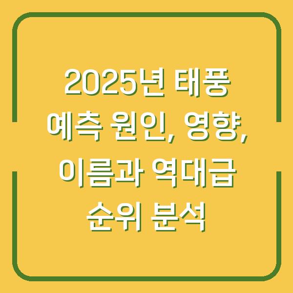 2025년 태풍 예측 원인, 영향, 이름과 역대급 순위 분석