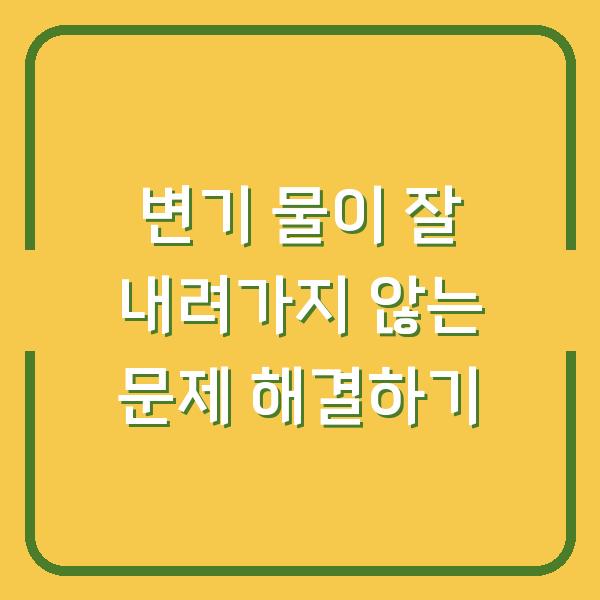 변기 물이 잘 내려가지 않는 문제 해결하기