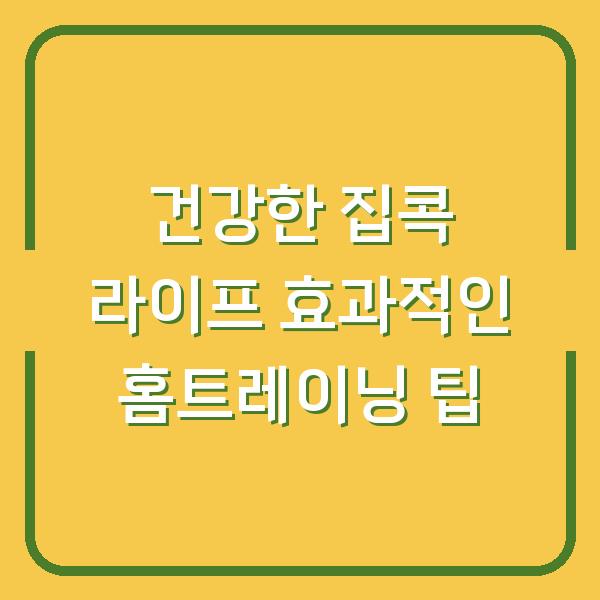 건강한 집콕 라이프 효과적인 홈트레이닝 팁
