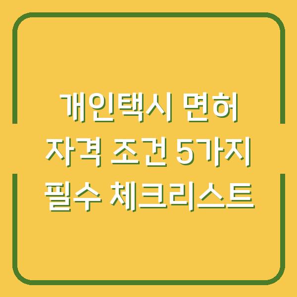개인택시 면허 자격 조건 5가지 필수 체크리스트