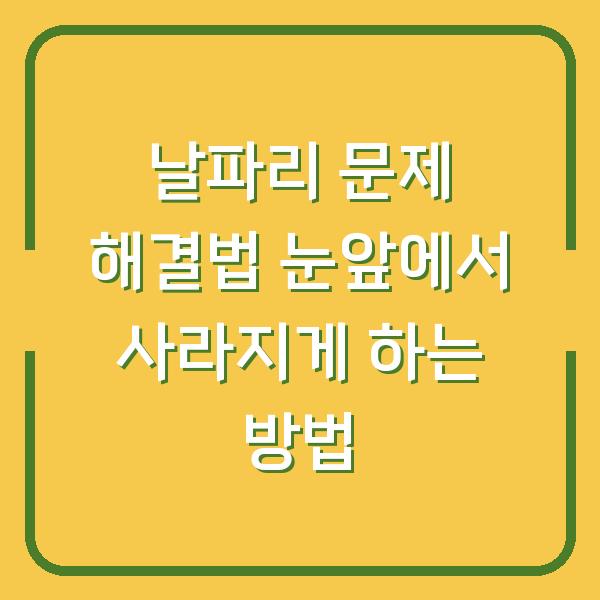 날파리 문제 해결법 눈앞에서 사라지게 하는 방법