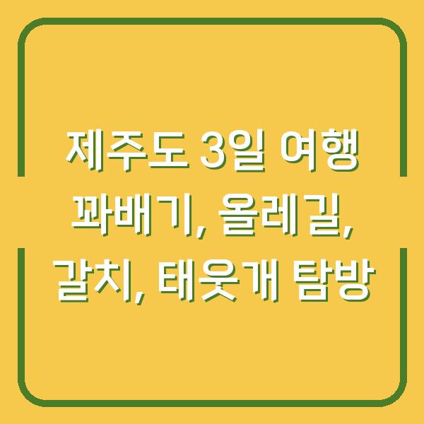 제주도 3일 여행 꽈배기, 올레길, 갈치, 태웃개 탐방