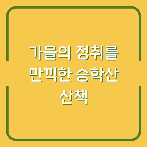 가을의 정취를 만끽한 승학산 산책