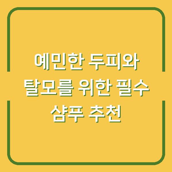 예민한 두피와 탈모를 위한 필수 샴푸 추천