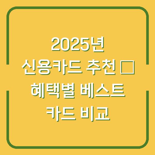 2025년 신용카드 추천 – 혜택별 베스트 카드 비교