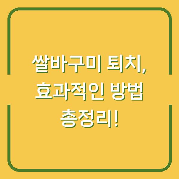 쌀바구미 퇴치, 효과적인 방법 총정리!