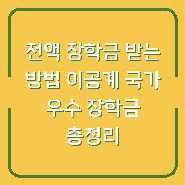 전액 장학금 받는 방법 이공계 국가 우수 장학금 총정리