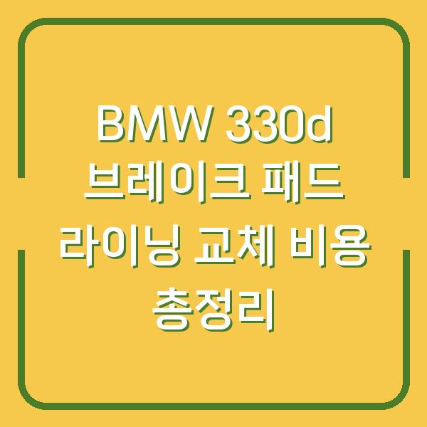 BMW 330d 브레이크 패드 라이닝 교체 비용 총정리