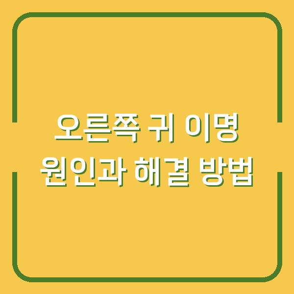 오른쪽 귀 이명 원인과 해결 방법