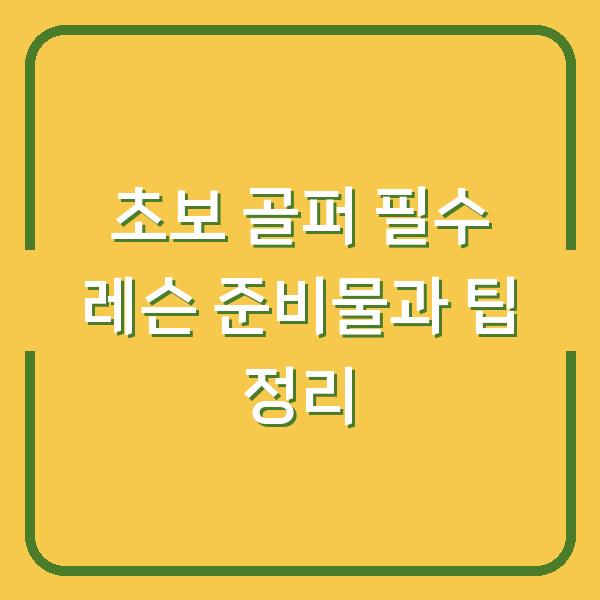 초보 골퍼 필수 레슨 준비물과 팁 정리