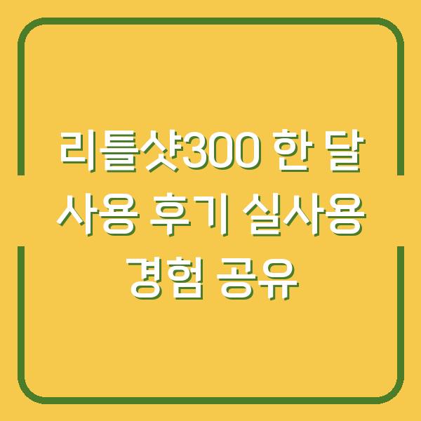 리틀샷300 한 달 사용 후기 실사용 경험 공유