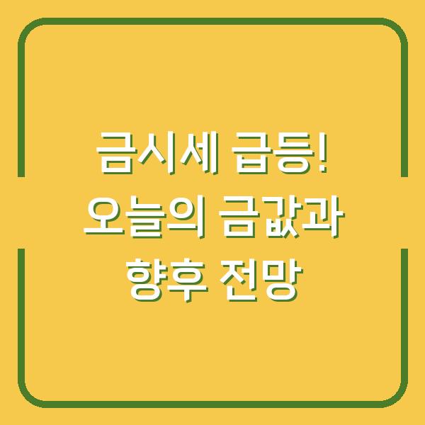 금시세 급등! 오늘의 금값과 향후 전망