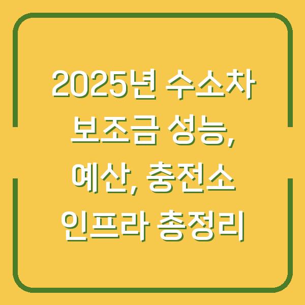 2025년 수소차 보조금 성능, 예산, 충전소 인프라 총정리