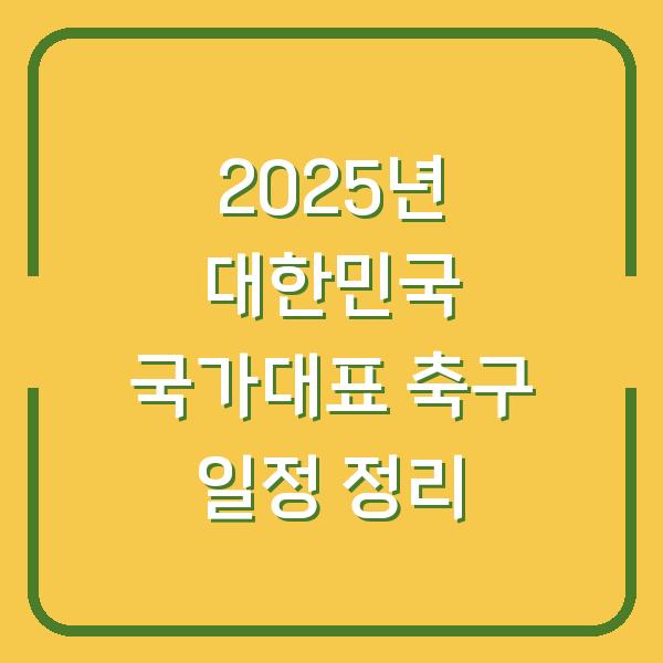 2025년 대한민국 국가대표 축구 일정 정리