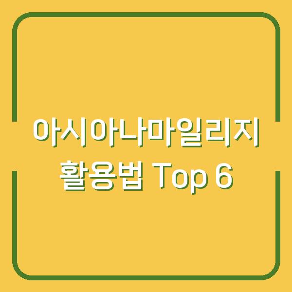 아시아나마일리지 활용법 Top 6