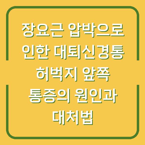 장요근 압박으로 인한 대퇴신경통 허벅지 앞쪽 통증의 원인과 대처법