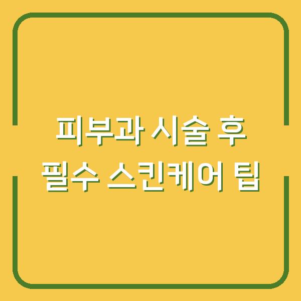 피부과 시술 후 필수 스킨케어 팁