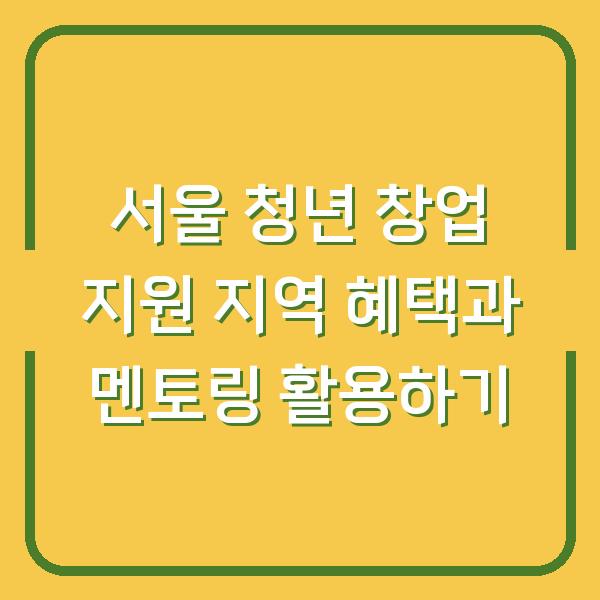 서울 청년 창업 지원 지역 혜택과 멘토링 활용하기