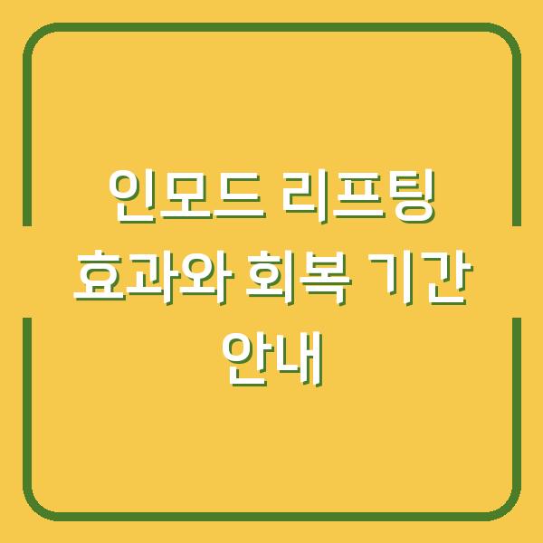 인모드 리프팅 효과와 회복 기간 안내