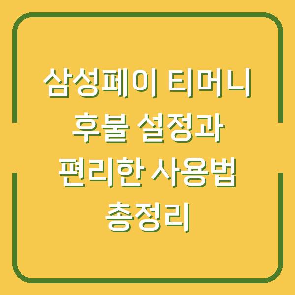 삼성페이 티머니 후불 설정과 편리한 사용법 총정리