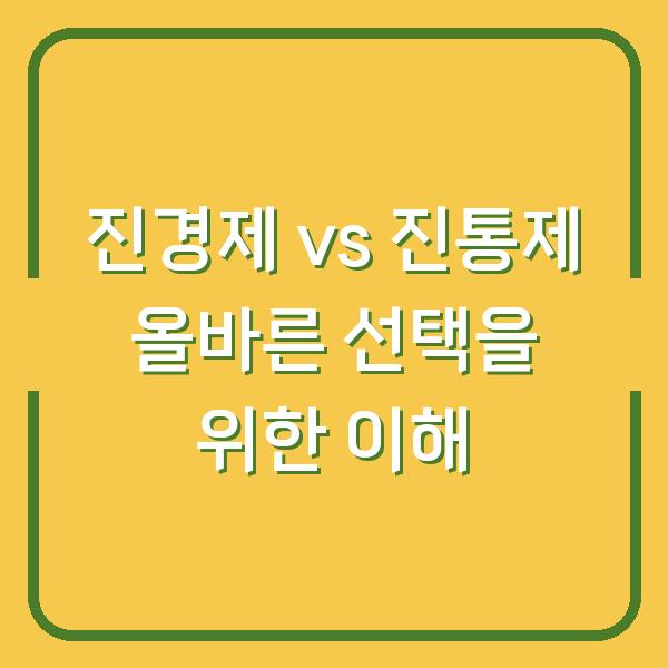 진경제 vs 진통제 올바른 선택을 위한 이해