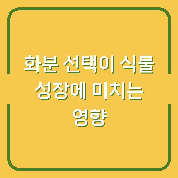화분 선택이 식물 성장에 미치는 영향