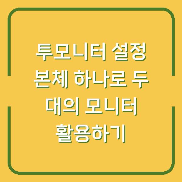 투모니터 설정 본체 하나로 두 대의 모니터 활용하기