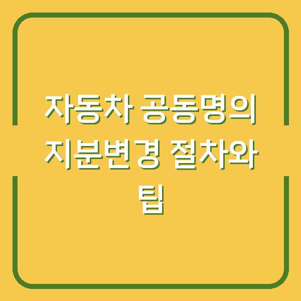 자동차 공동명의 지분변경 절차와 팁