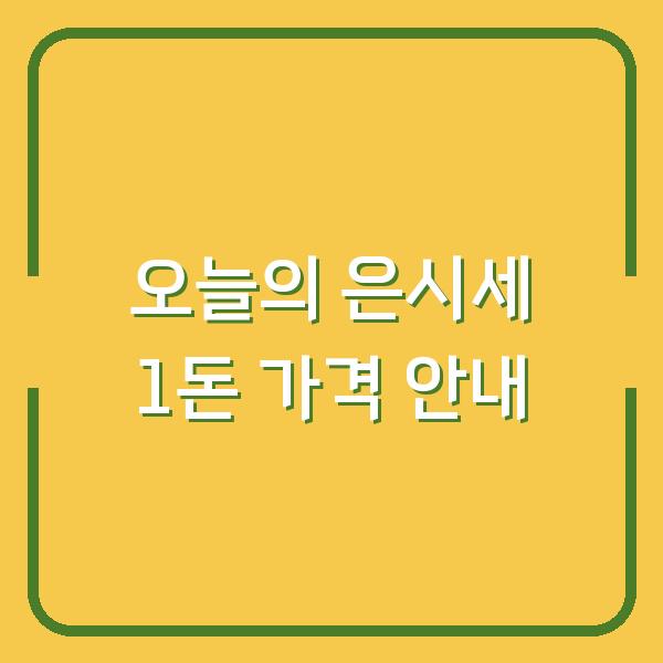 오늘의 은시세 1돈 가격 안내