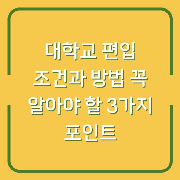 대학교 편입 조건과 방법 꼭 알아야 할 3가지 포인트