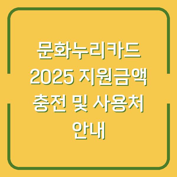 문화누리카드 2025 지원금액 충전 및 사용처 안내