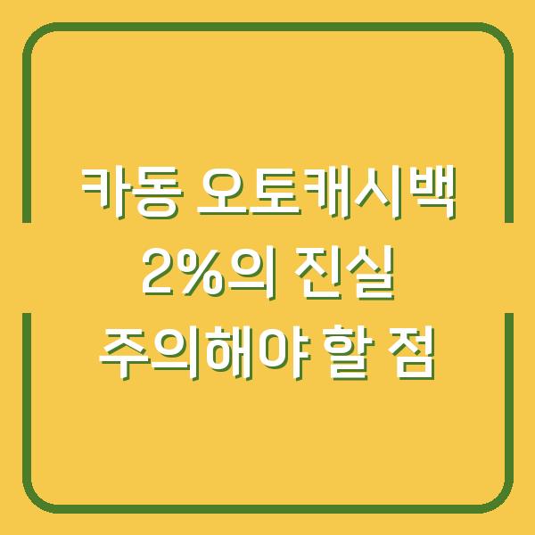 카동 오토캐시백 2%의 진실 주의해야 할 점