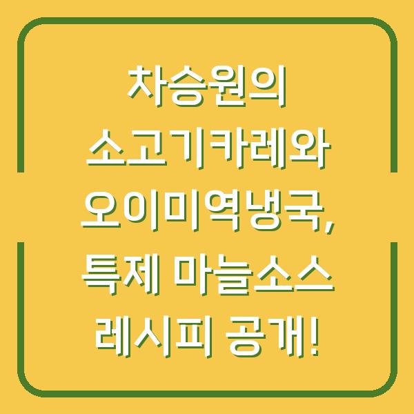 차승원의 소고기카레와 오이미역냉국, 특제 마늘소스 레시피 공개!