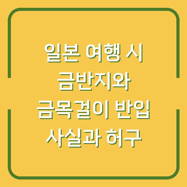 일본 여행 시 금반지와 금목걸이 반입 사실과 허구
