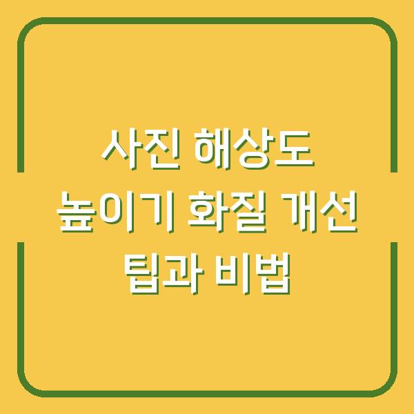 사진 해상도 높이기 화질 개선 팁과 비법