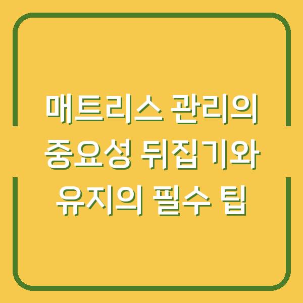 매트리스 관리의 중요성 뒤집기와 유지의 필수 팁