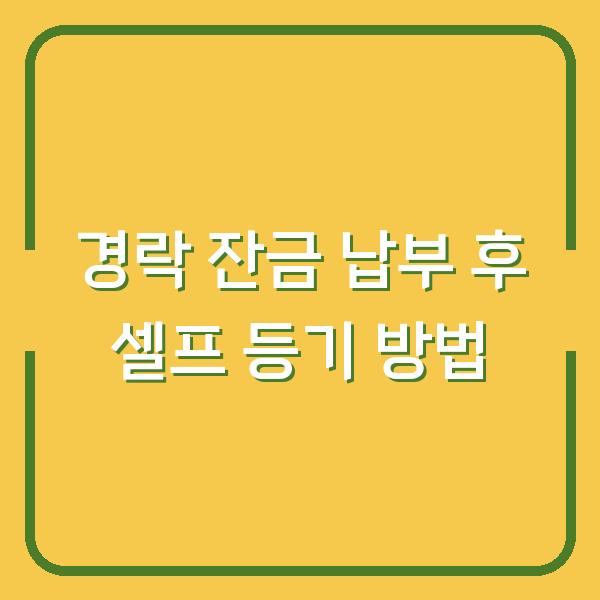 경락 잔금 납부 후 셀프 등기 방법