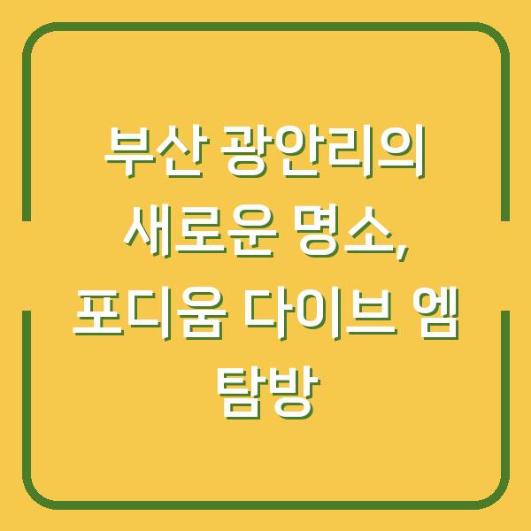 부산 광안리의 새로운 명소, 포디움 다이브 엠 탐방
