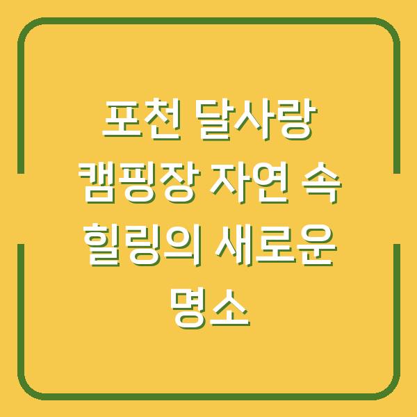 포천 달사랑 캠핑장 자연 속 힐링의 새로운 명소