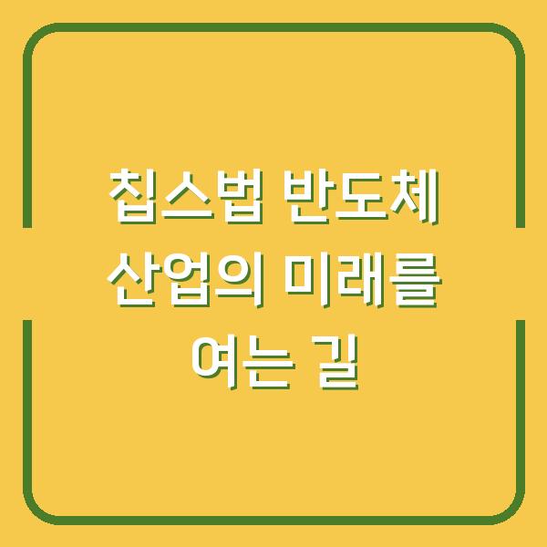 칩스법 반도체 산업의 미래를 여는 길