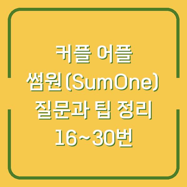 커플 어플 썸원(SumOne) 질문과 팁 정리 16~30번