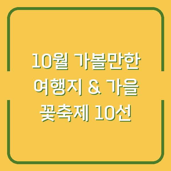 10월 가볼만한 여행지 & 가을 꽃축제 10선