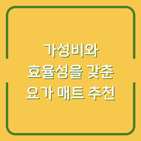 가성비와 효율성을 갖춘 요가 매트 추천