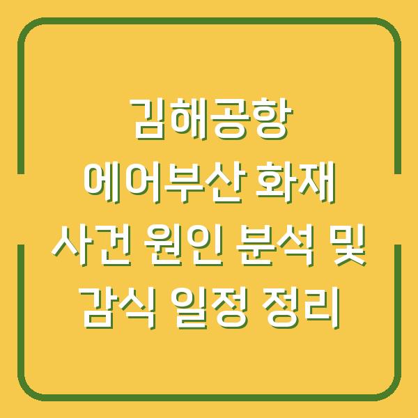 김해공항 에어부산 화재 사건 원인 분석 및 감식 일정 정리