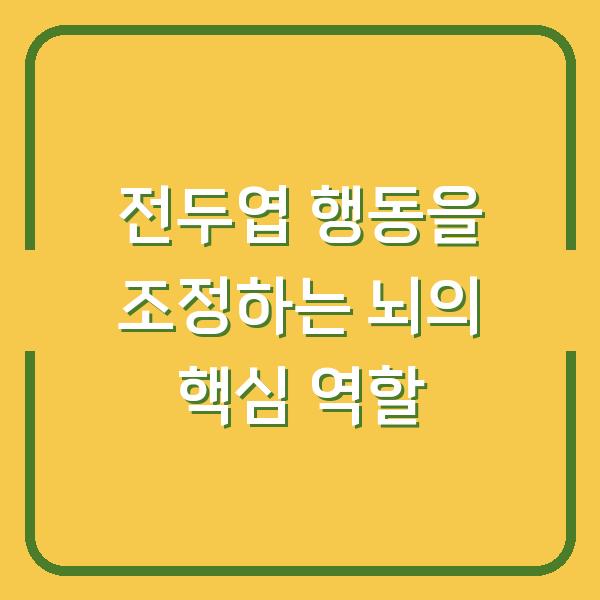 전두엽 행동을 조정하는 뇌의 핵심 역할
