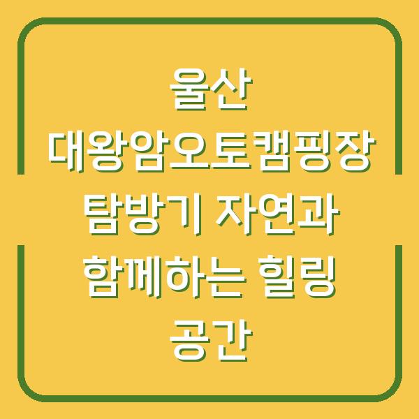 울산 대왕암오토캠핑장 탐방기 자연과 함께하는 힐링 공간