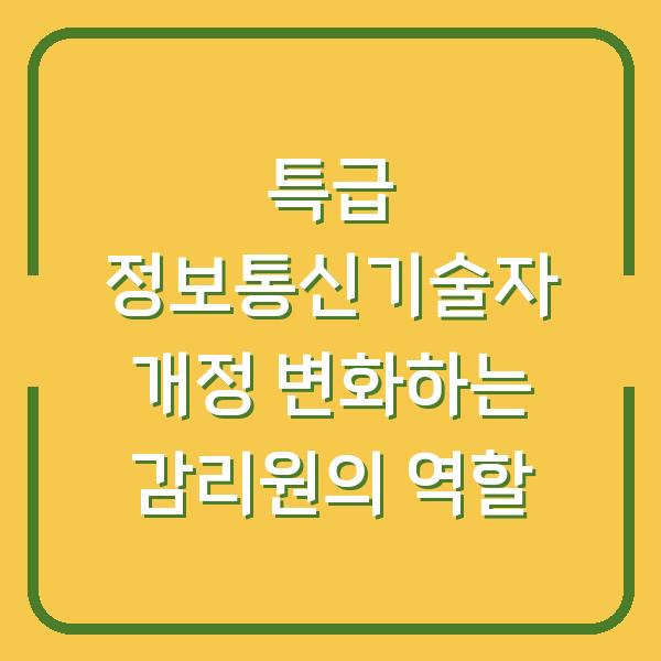 특급 정보통신기술자 개정 변화하는 감리원의 역할