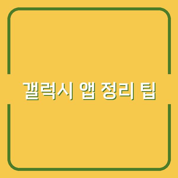 갤럭시 앱 정리 팁