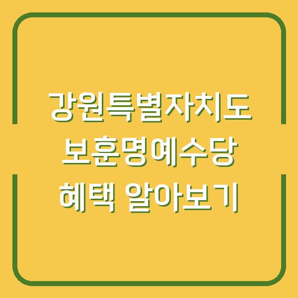 강원특별자치도 보훈명예수당 혜택 알아보기